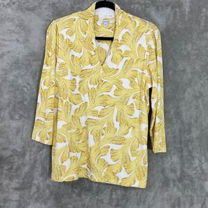 Chicos Summer spring Size 1 v-neck  Neck Floral Tunic Top Women’s M knit EUC